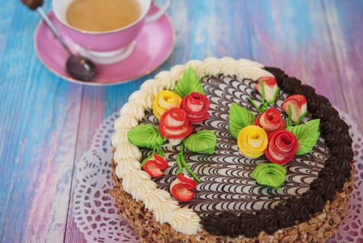 Cake on gradient color background