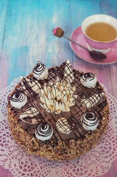 Cake on gradient color background