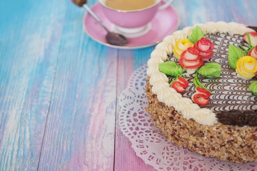 Cake on gradient color background
