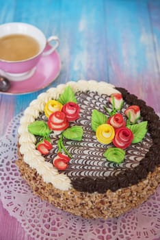 Cake on gradient color background