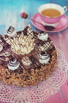 Cake on gradient color background