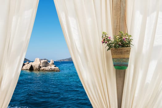 view from curtain on the sea, Turkey