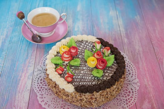 Cake on gradient color background
