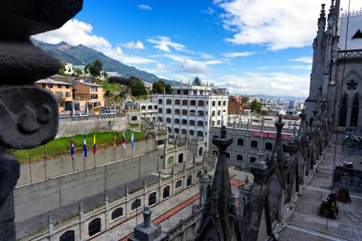 View of Quito, Ecuador as seen from the Basilica of the National Vow