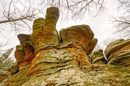Colorful Anvil Rock in the Wilds of Garden of the Gods in Shawnee National Forest in Illinois