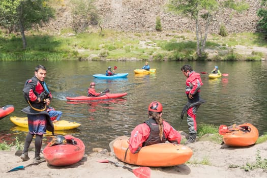 AROUCA, PORTUGAL - APRIL 23: Athletes preparations at Paivafest on april 23, 2017 in Arouca, Portugal.