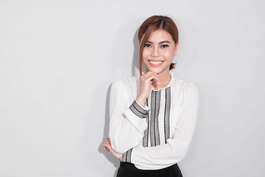 Portrait of fashionable asian businesswoman professional possibly accountant architect.