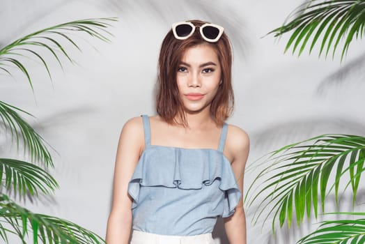 Portrait of young sexy asian summer woman
