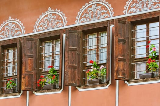Windows of an Old House in Plovdiv, Bulgaria