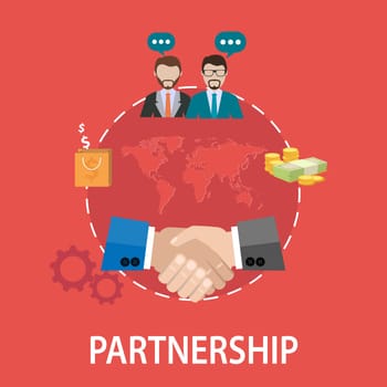 Vector flat design of a handshake partnership concept