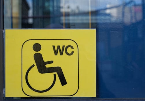 Sign on an elevator to a disabled toilet in Magdeburg train station