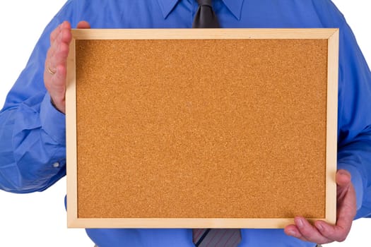 Man holds pin board