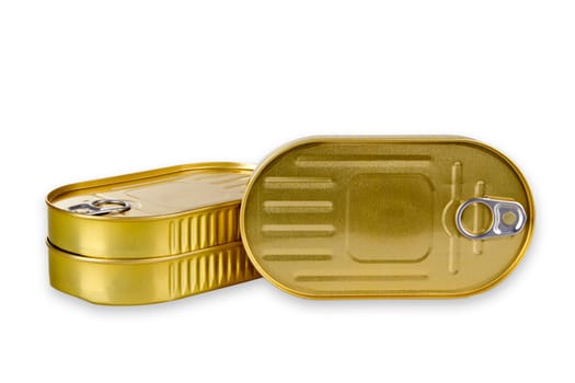 Cans placed on a white background