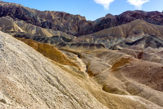Dramatic landscape of Twenty Mule Team Canyon in Death Valley in California