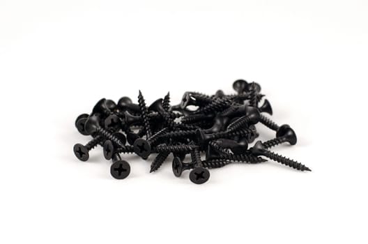 Black screws frame. Close-up. Macro.