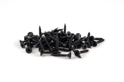 Black screws frame. Close-up. Macro.