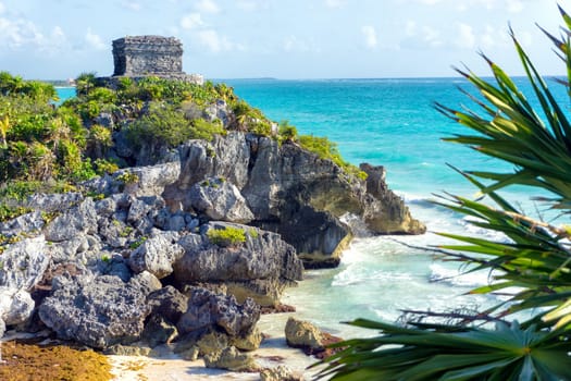 God of Winds temple in Tulum, Mexico overlooking the Caribbean Sea