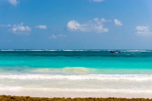 Beautiful Caribbean beach in Tulum, Mexico in the Riviera Maya