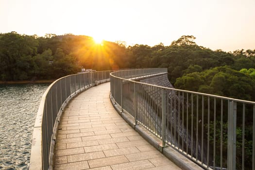 Ho Pui Reservoir - Yuen Long hong kong , water dam sunset