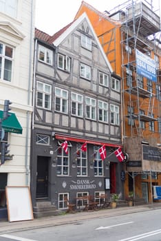 COPENHAGEN, DENMARK - JULY 31, 2016: Typical building in the old city center of Copenhagen, the capital of Denmark