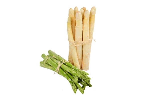 white and green asparagus