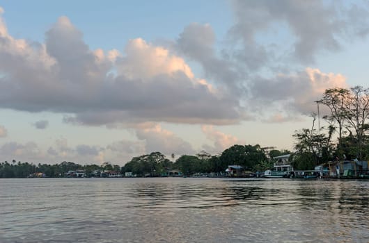 Early Morning on the River Front Town town of Tortuguero, Costa Rica