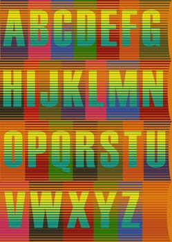 Summer colorful unusual font. Striped Bright Alphabet. Artistic fount. Illustration