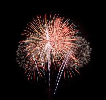 Colorful fireworks exploding in the night sky