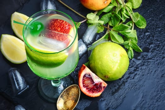 refreshing drink with fresh lime,orange, mint and averrhoa