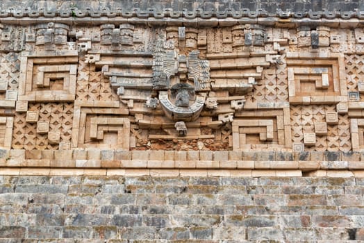 Details on the governors palace in the ancient Mayan ruins of Uxmal, Mexico