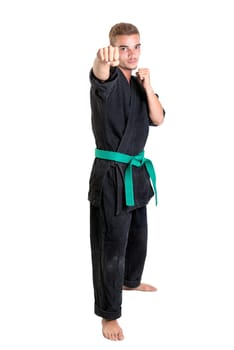 Martial arts student isolated in a white background