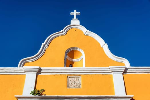 Beautiful yellow colonial architecture in the historic center of Campeche, Mexico