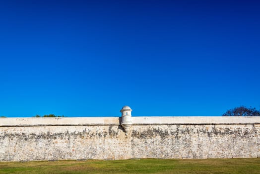 View of part of the defensive wall surrounding the historic center of Campeche, Mexico