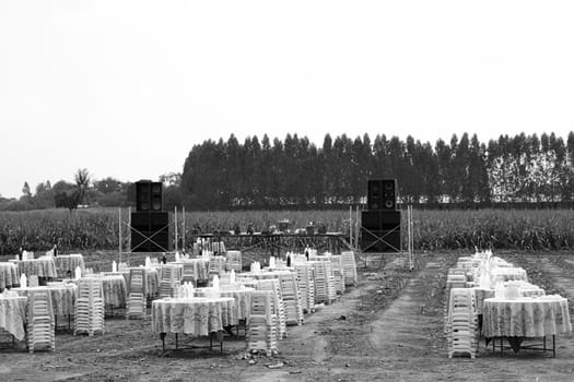 traditional thai rural banquet event black white