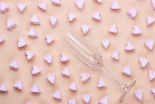 Valentines Day Glass with lots of candy hearts marshmallows