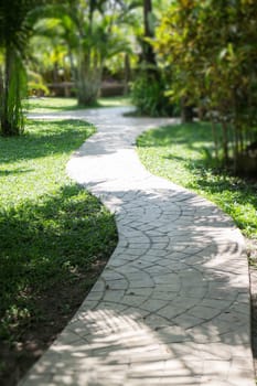 Green Garden Pathway In Summer, stock photo