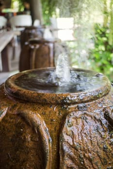 Home Garden Decorated With Vintage Fountain, stock photo