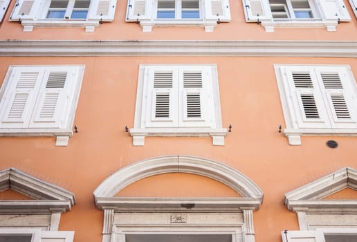 looking up at the facade of Italian building in Trieste