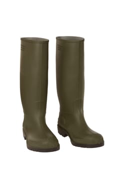 Grenn Rubber Boots isolated on white background