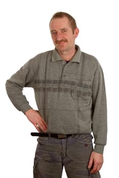 Man standing free on a white background