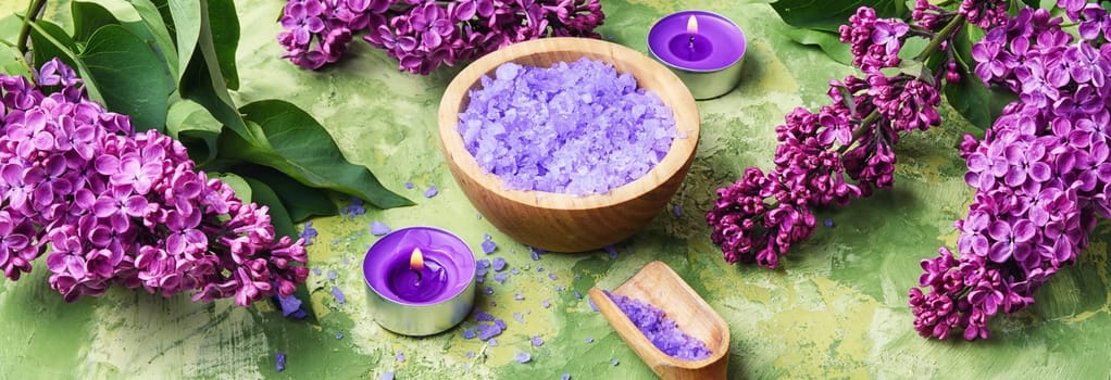 marine bath salt with the aroma of fresh blooming lilacs