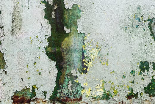 Abstract green grunge texture. Peeling paint background.