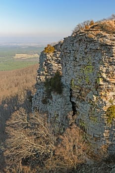 Dramatic Cliff in Morning Shadows at Mount Magazine State Park in Arkansas