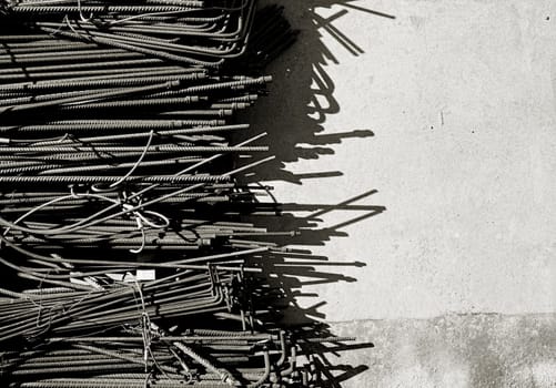 Reinforcement steel on the construction site of the City Tunnel in Magdeburg