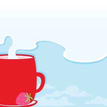 Art illustration template background with a cup and place for your text. For presentation, layout, brochure, print, banner, poster, cover, booklet, wallpaper, sign, flyer.