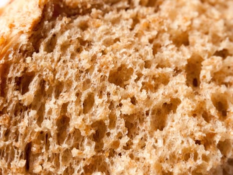close up texture of soft brown bread studio