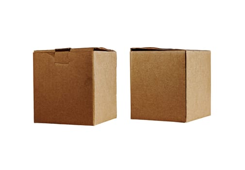 Old brown paper box.on a white background.