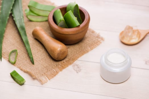 Aloe vera cosmetic cream skin face and body care hygiene moisture lotion.