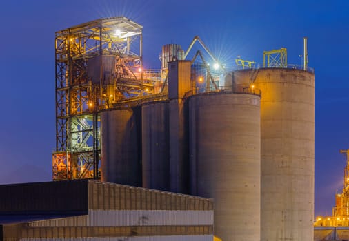 Hong Kong Cement plant at night