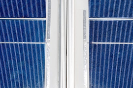Closeup of solar panel and polycrystalline photovoltaic cells